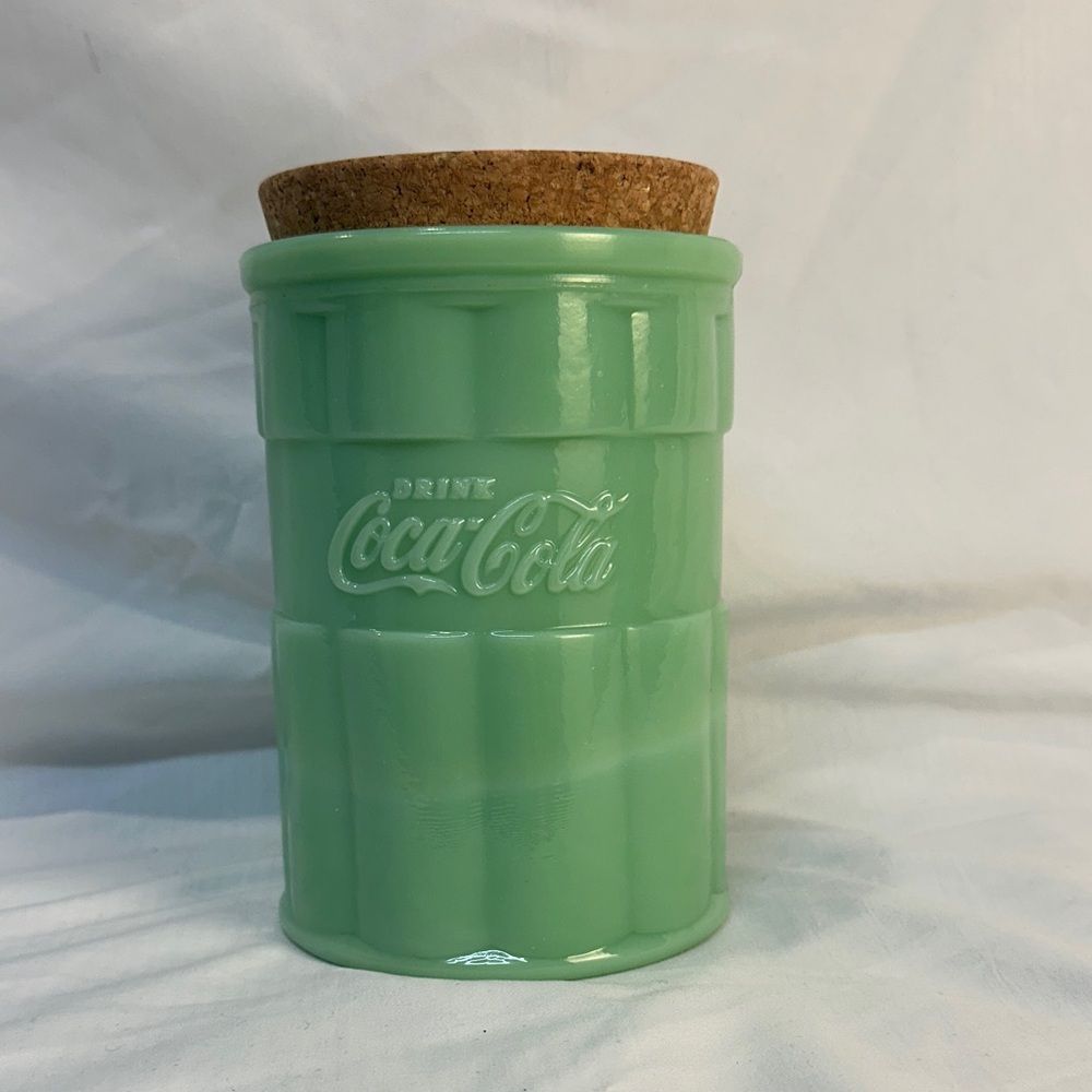 Coca Cola Green Glass Canister with Cork Lid